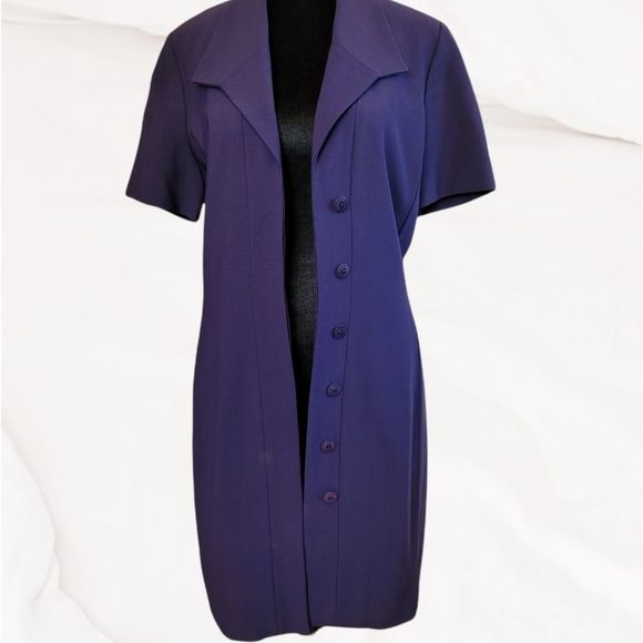 Celine Vintage Button-Up Dress โ Dark Blue, Classic Midi, Size 38 (US 6/8) - Picture 6 of 16